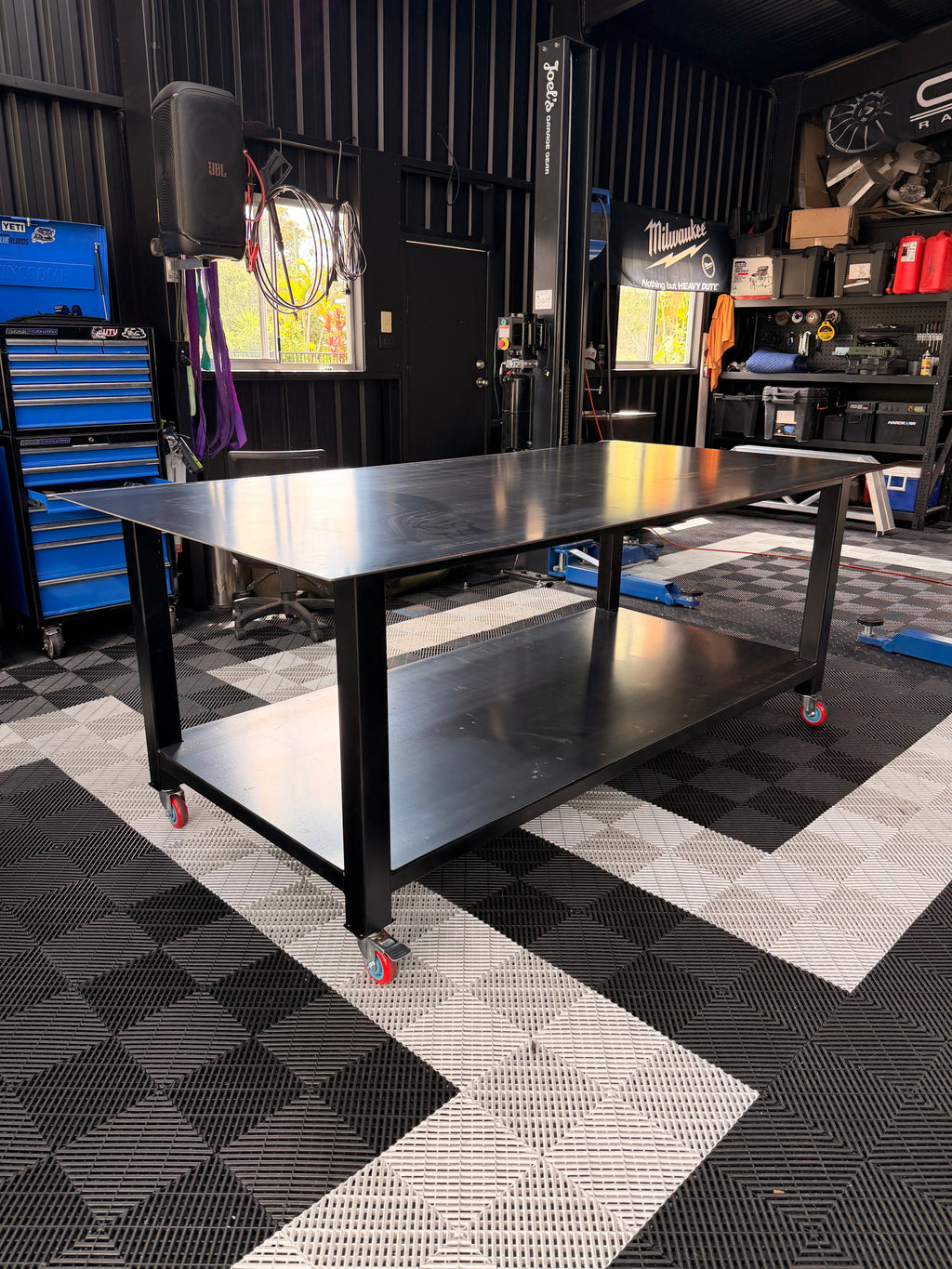 Heavy-Duty Steel Work Bench 2400x1200 on Castor Wheels | Painted | Australian Made